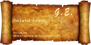 Geleta Ervin névjegykártya